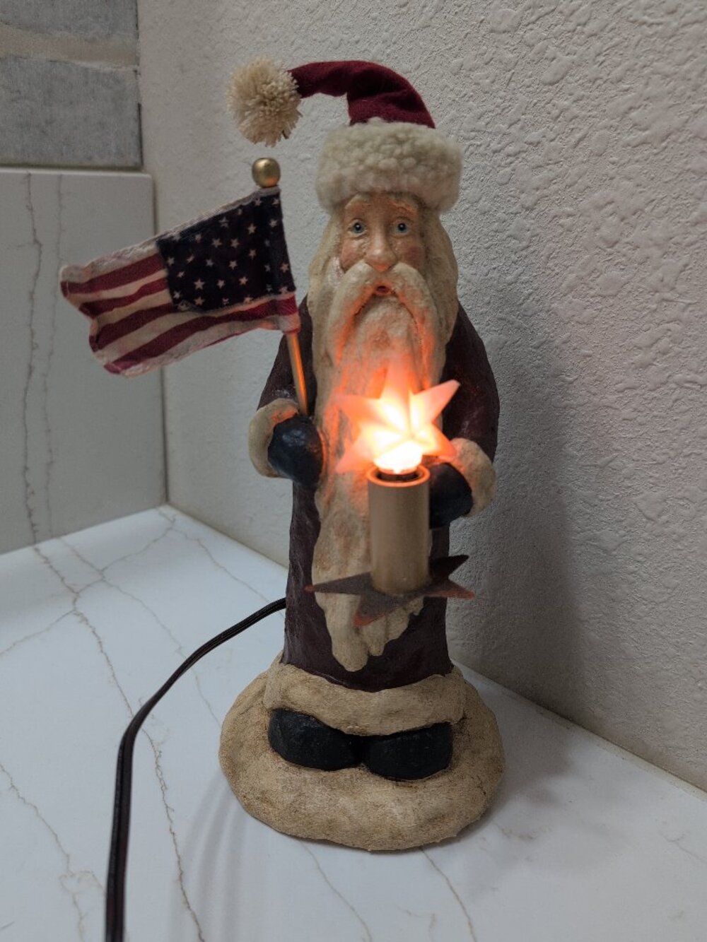 Vicki Jean's Creations Patriotic USA Santa Claus Lamp 11" Tall